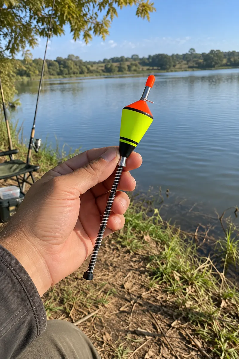 Boia segurada à beira de um lago